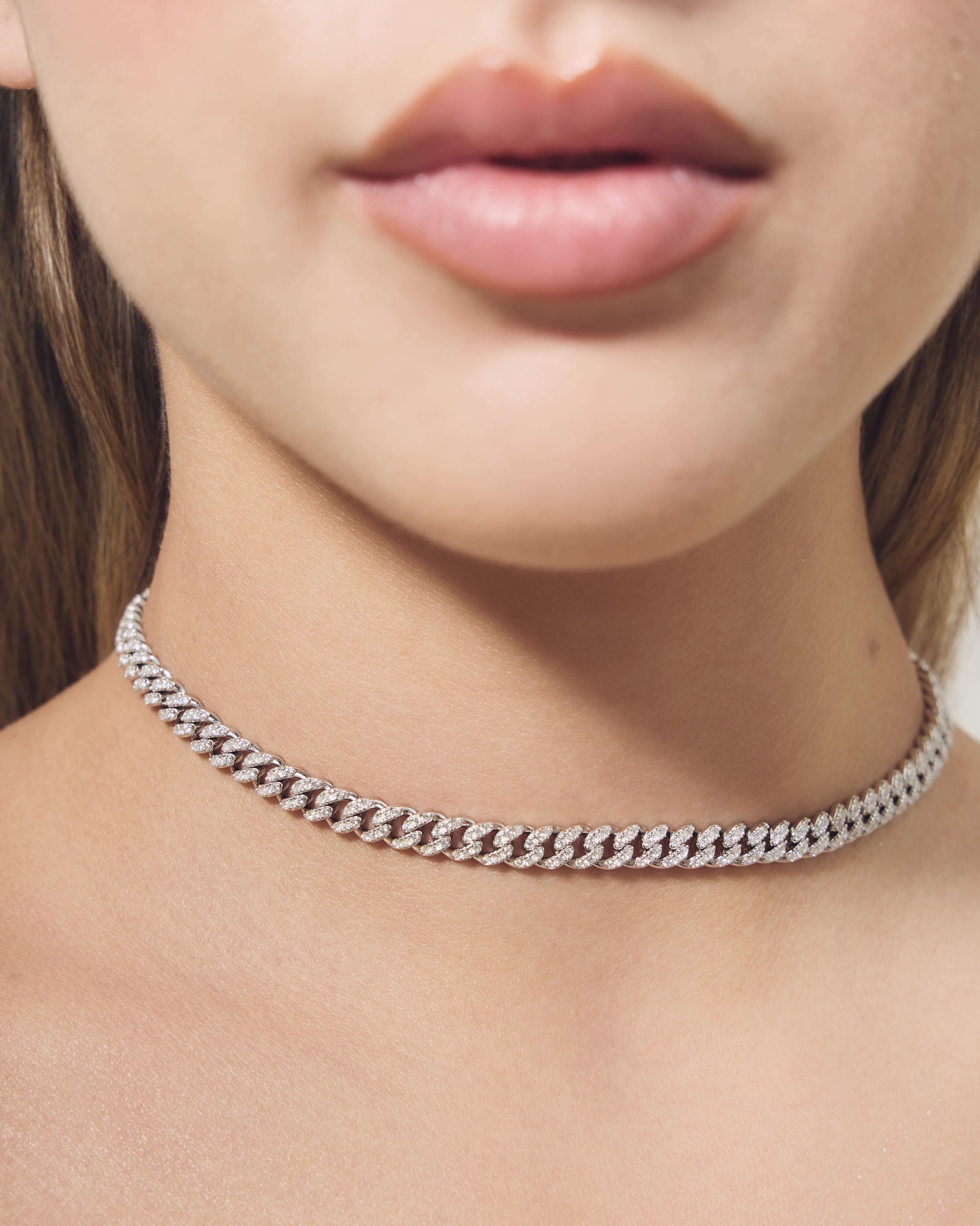 Choker Groumette con zirconi Rosalia bianca