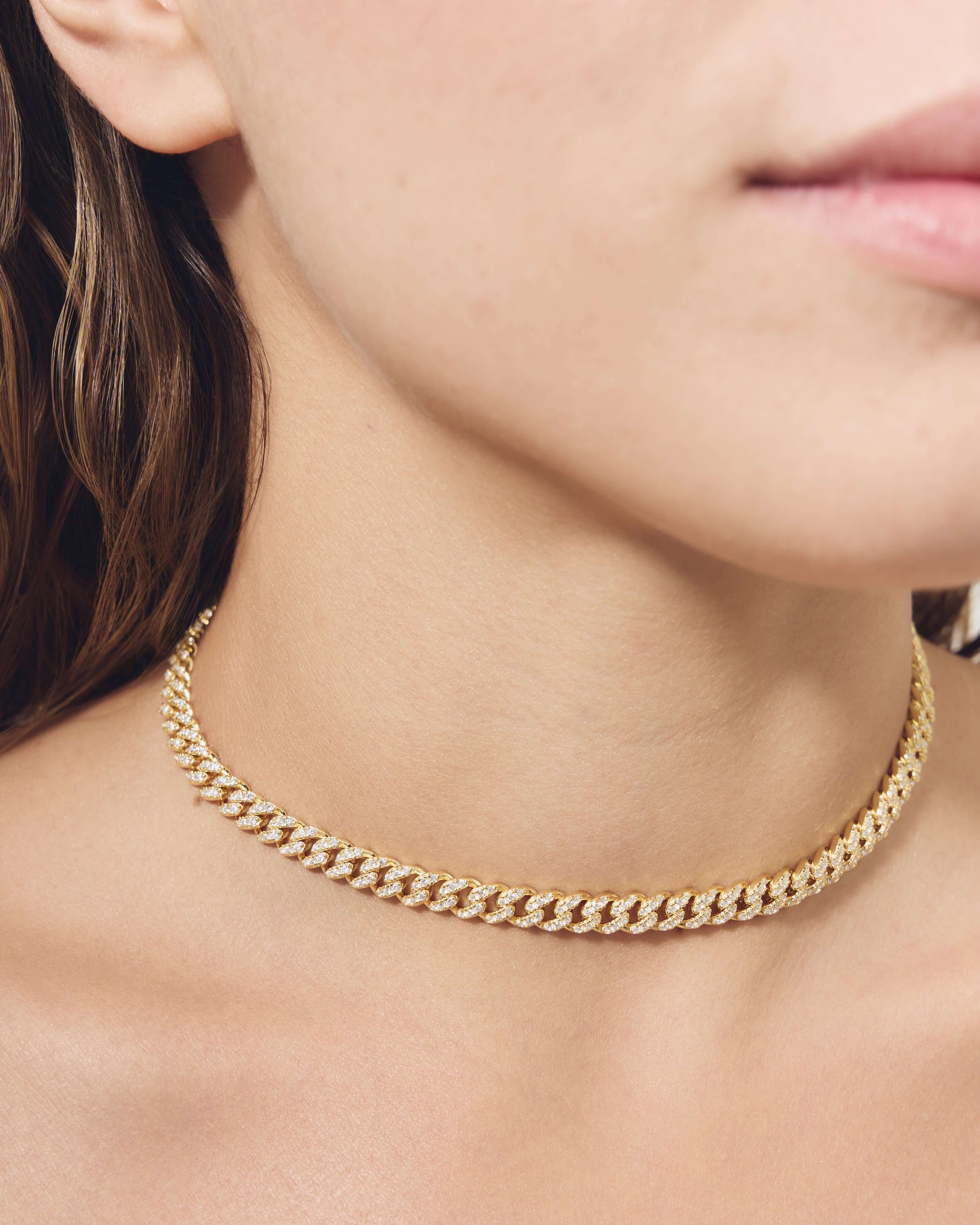 Choker Groumette con zirconi Rosalia bianca