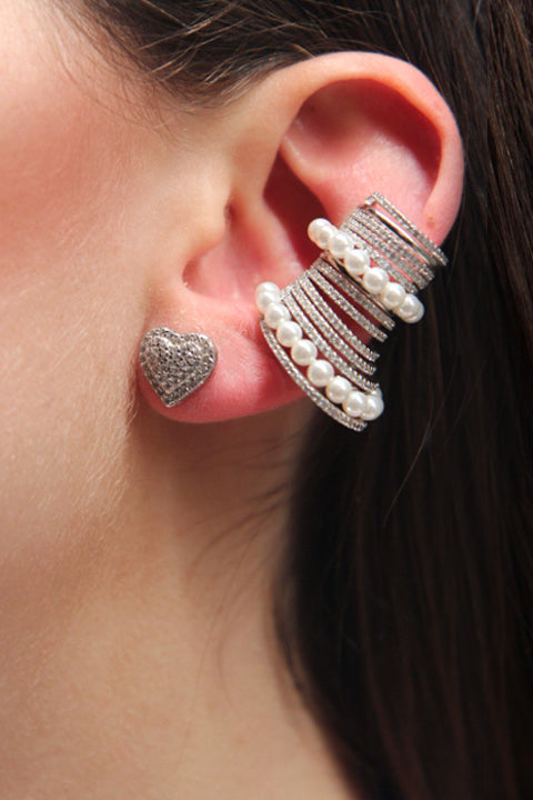 Ear Cuff Argento e Perla